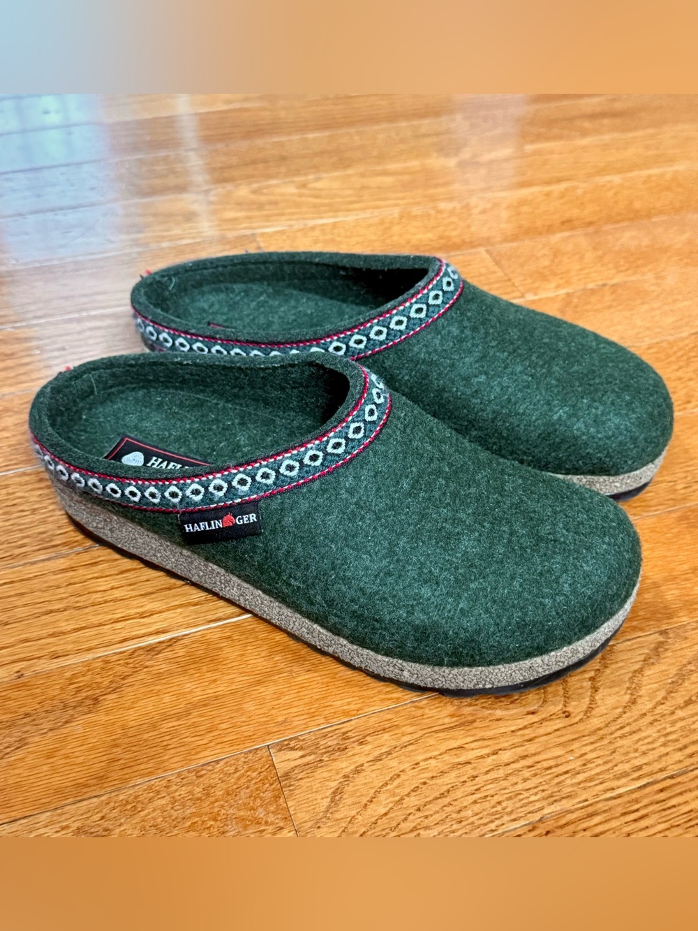 Haflinger Women’s 37 6 Grizzly GZ Wool Felted Clogs Slippers Bavaria Trim Shoes